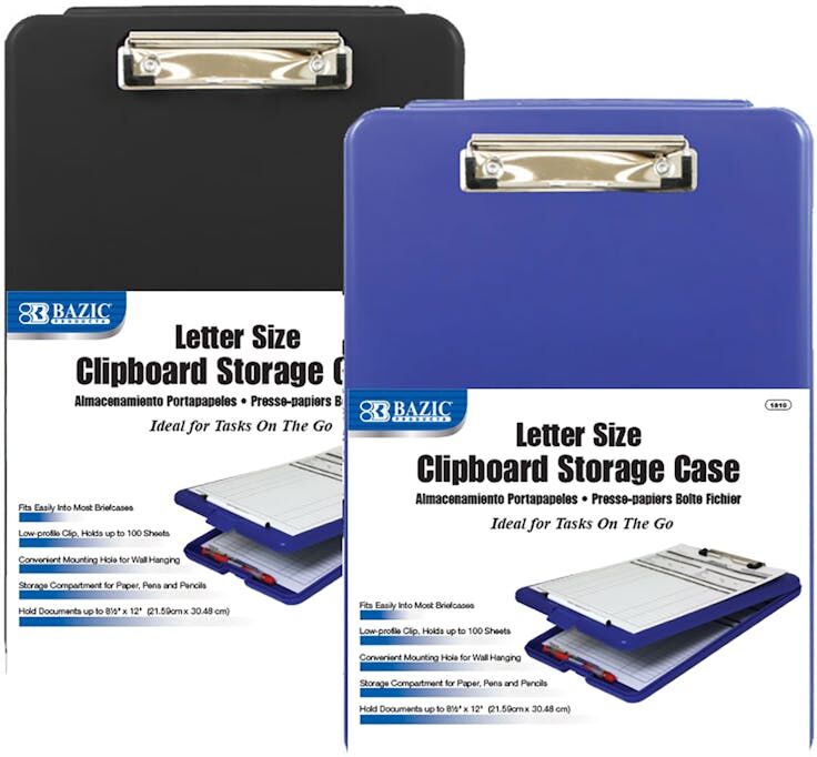 Clipboard Storage Cases - Letter Size  Low Profile Clip  Blue/Black