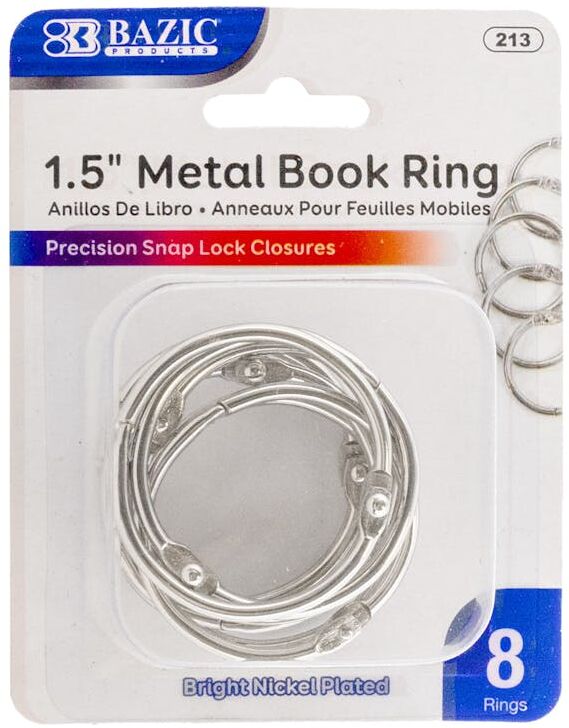 Book Rings - 8 Count  1.5"  Metal