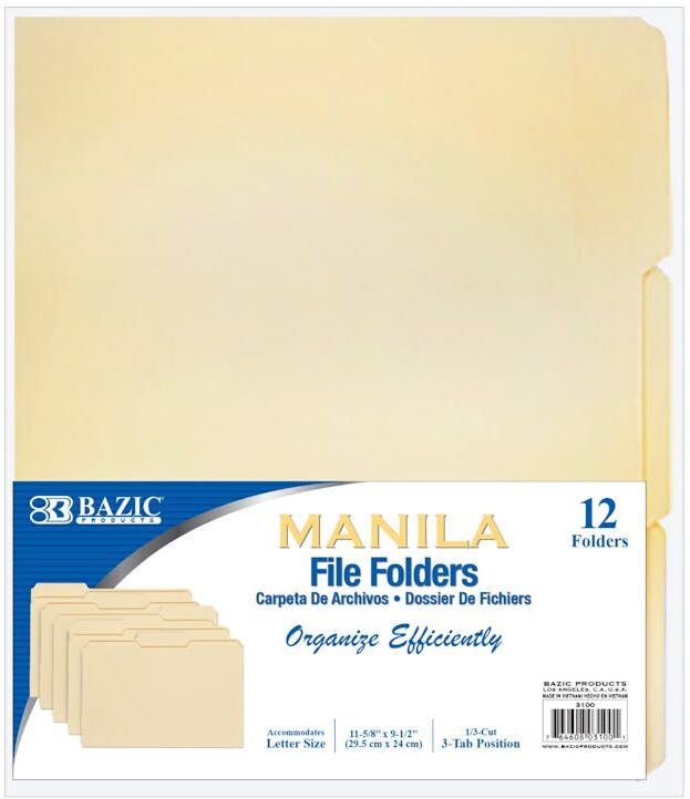 Manila File Folders - 12 Pack  Letter Size