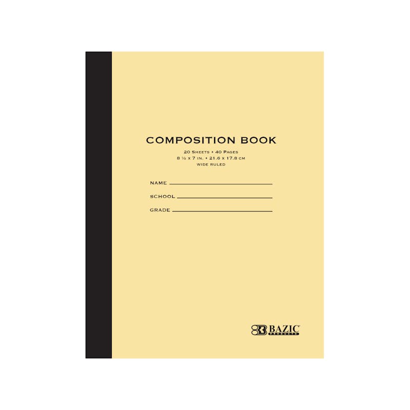Composition Books - Wide Ruled  20 Sheets  Paperback