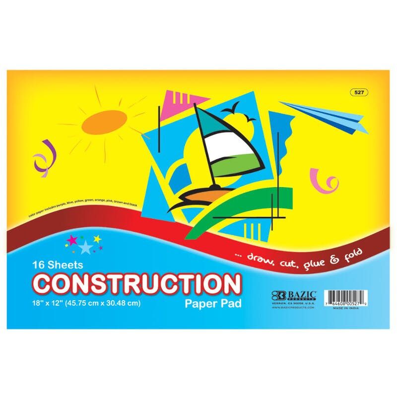 Construction Paper Pads - 18" x 12"  16 Sheets