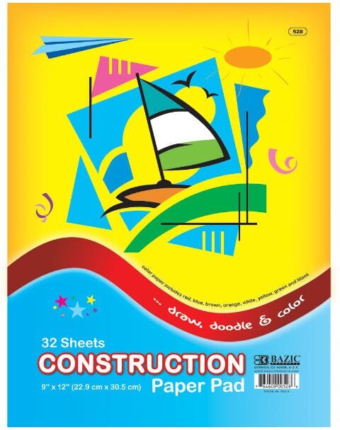 Construction Paper Pads - 32 Sheets  9" x 12"