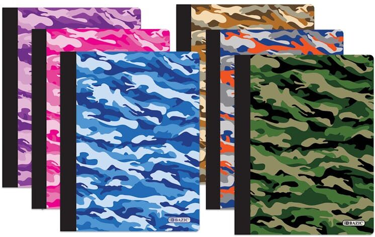 College Ruled Composition Books - 50 Sheets  6 Camouflage Covers