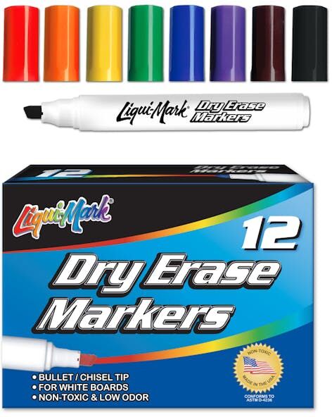 Chisel Tip Dry Erase Markers - Assorted Colors  Low Odor