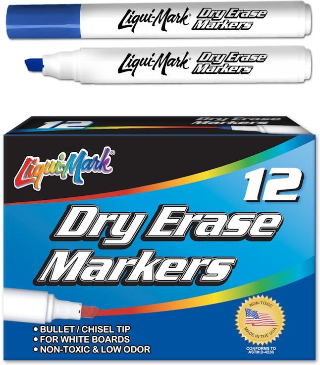 Chisel Tip Dry Erase Markers - Blue  Low Odor