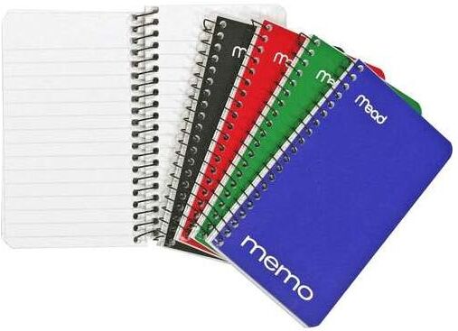 Memo Books - College Ruled  60 Sheets  4 Colors