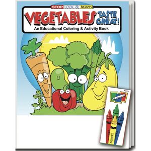 Vegetables Taste Great Coloring Book Sets - 4 Pack Crayons  Ages 3-11