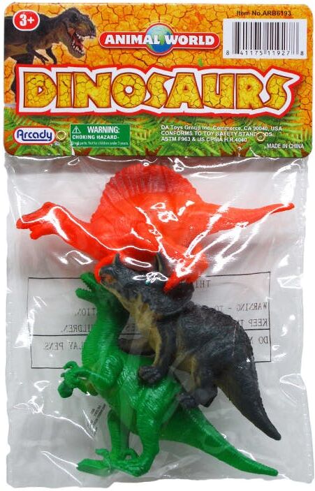 Assorted Dinosaur Toys - 3 Pack  Plastic  5"