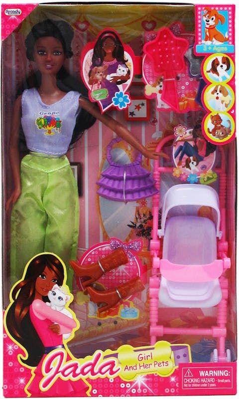 Jada Doll with Pets & Accessories - Plastic  Ages 3+  11.5"