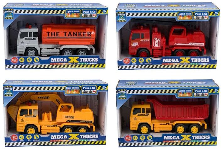 Toy Trucks - Lights & Sound  4 Styles  Push & Go