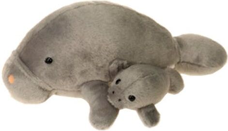 Mama Manatee & Baby Plush Toys - Grey  Ages 3+  11"