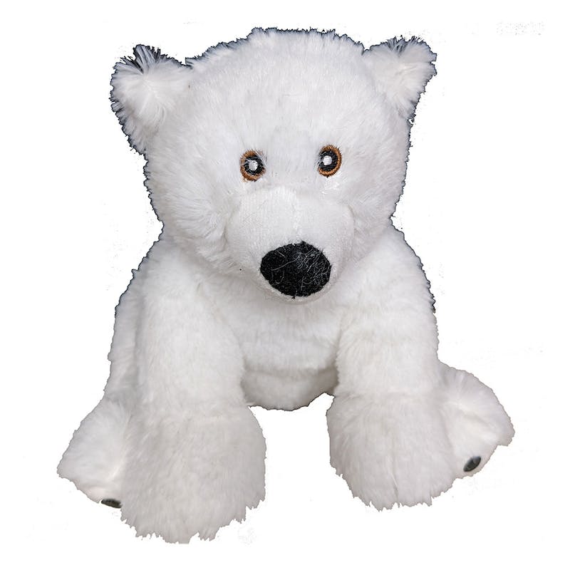Plush Stuffed Polar Bear - White  Embroidered  9"