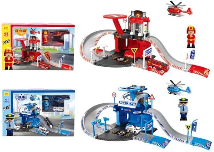 Heliport Station Playsets - Police/Fire  41 Piece