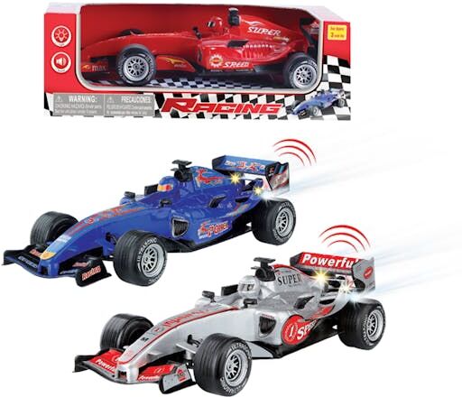 Friction Powered Racing Cars - 10" Assorted Colors