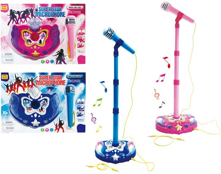 Kids' Musical Microphones with Stand - Pink & Blue