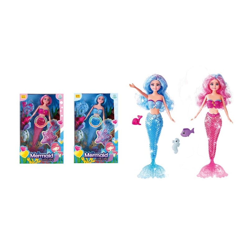 Mermaid Doll Playsets - Lights  Blue/Pink  12.5"