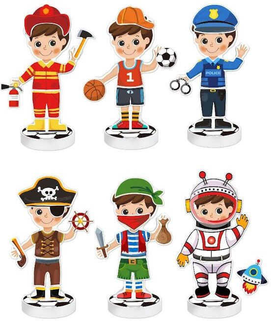 Magnetic Wooden Dress-Up Boy Dolls - 6 Outfits