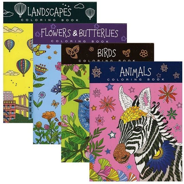 Adult Coloring Books - 4 Assorted Volumes