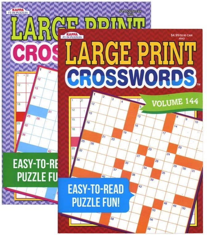 Crosswords Puzzle Books - Large Print  2 Volumes