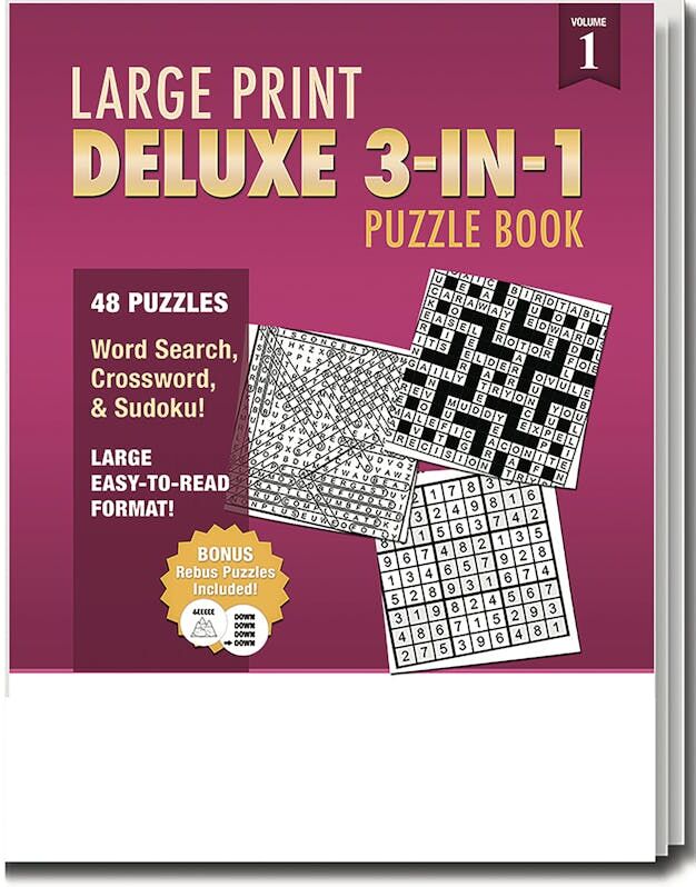 Deluxe 3-in-1 Puzzle Books - 48 Pages  Large Print