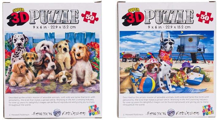 3D Dog Puzzles - 2 Styles  9" x 6"