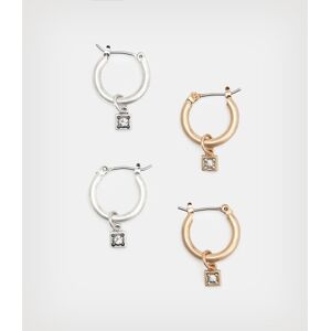 AllSaints Women's Brass Bessy Huggie Earring Set, Gold and Silver