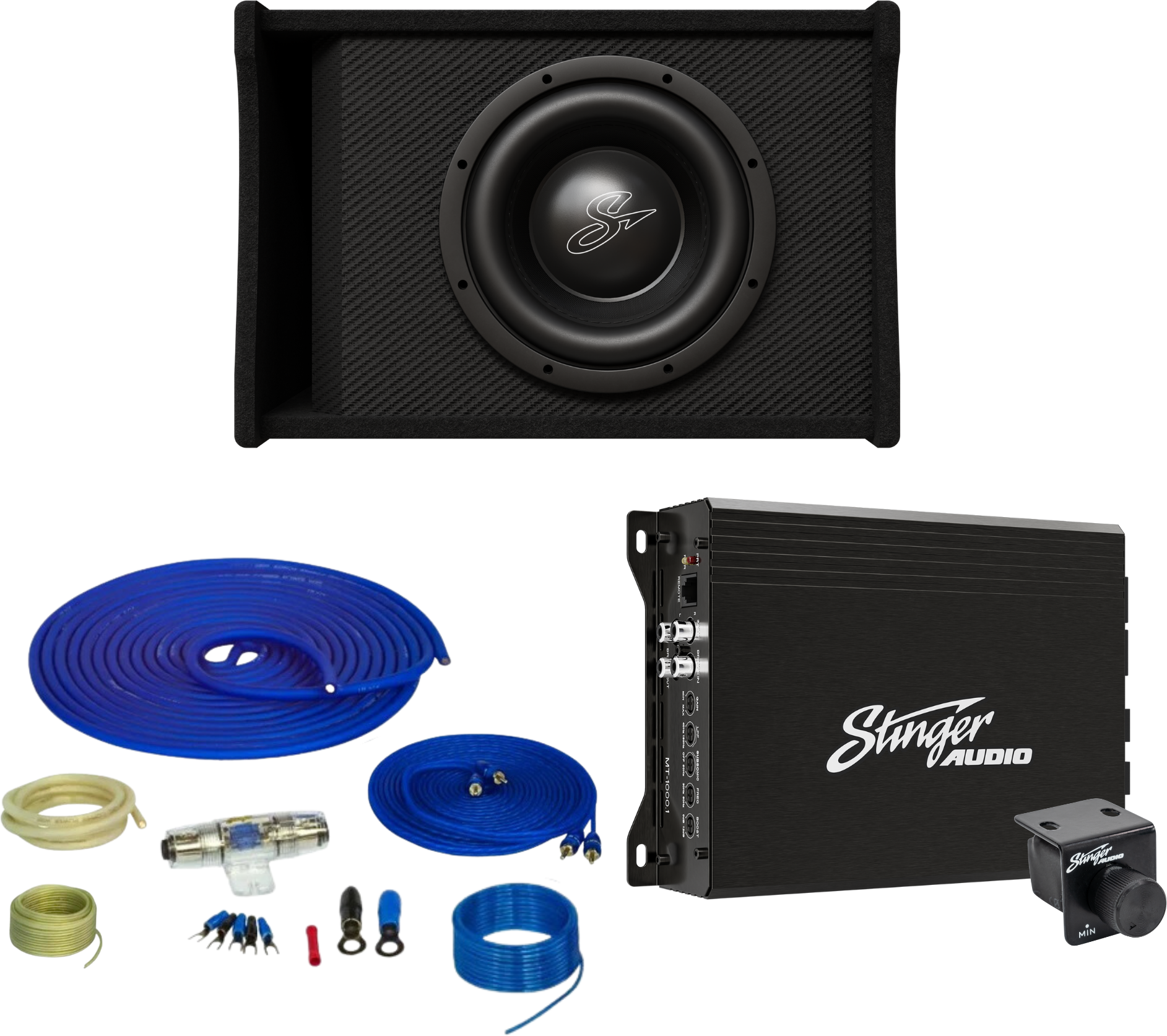 Stinger Off-Road Single 10" 1,000 Watt (RMS) Loaded Ported Subwoofer Enclosure (1,000 Watts RMS/1,500 Watts Max) Bass Package with Amplifier & Complete Wiring Kit