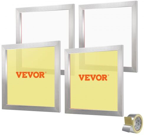 VEVOR Screen Printing Kit, 4 Pieces Aluminum Silk Screen Printing Frames, 20x20inch Silk Screen Printing Frame with 110 Count Mesh, High Tension Nylon Mesh and Sealing Tape for T-shirts DIY Printing