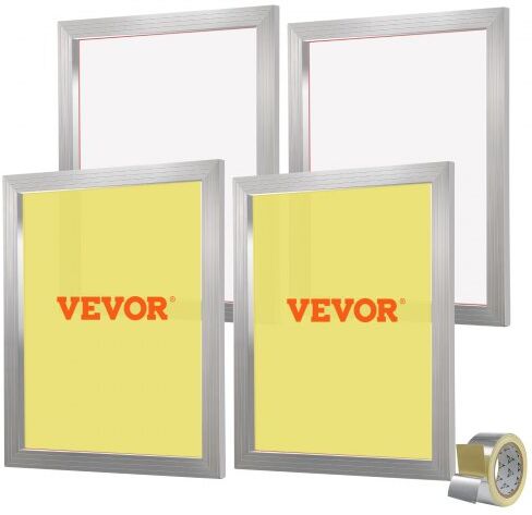 VEVOR Screen Printing Kit, 4 Pieces Aluminum Silk Screen Printing Frames, 20x24inch Silk Screen Printing Frame with 355 Count Mesh, High Tension Nylon Mesh and Sealing Tape for T-shirts DIY Printing