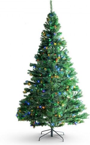 VEVOR Christmas Tree, 6.5ft Prelit Artificial Xmas Tree, Full Holiday Decor Tree with 450 Multi-Color LED Lights, 1227 Branch Tips, Metal Base for Home Party Office Decoration