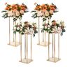 VEVOR 4PCS Gold Metal Column Wedding Flower Stand, 31.5inch High With Metal Laminate, Vase Geometric Centerpiece Stands, Cylindrical Floral Display Rack for Events Reception, Party Road Leads