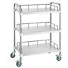 VEVOR Lab Rolling Cart, 3-Shelf Stainless Steel Rolling Cart, Lab Serving Cart with Swivel Casters, Dental Utility Cart for Clinic, Lab,  Hospital, Salon, 26.38"x15.55"x34.13"