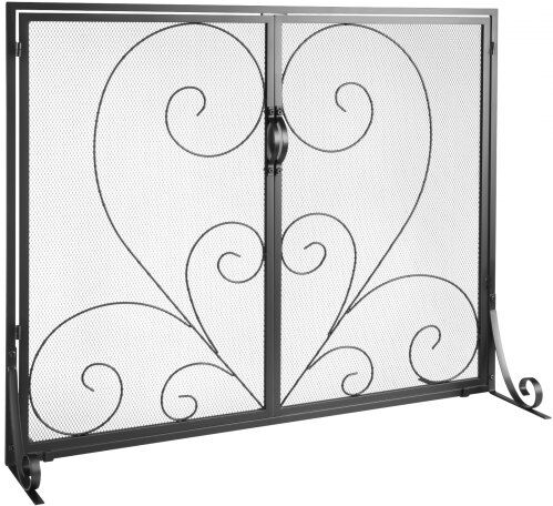 VEVOR Fireplace Screen 1 Panel with Door, Sturdy Iron Mesh Fireplace Screen, 39"(L) x31.6"(H) Spark Guard Cover, Simple Installation, Free Standing Fire Fence Grate for Living Room Home Decor Vintage