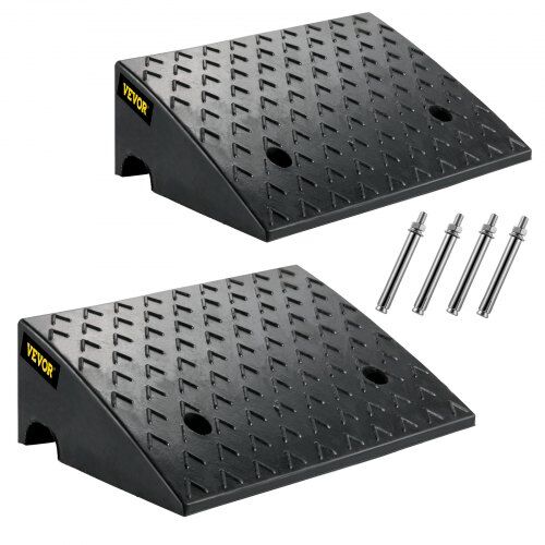 VEVOR Rubber Curb Ramp, 5" Rise Height 2 Pack, Heavy-Duty 6800 lbs/3 T Capacity Threshold Ramps, 19" L x 13" W Driveway Ramps with Stable Grid Structure for Cars, Wheelchairs, Bikes, Motorcycles