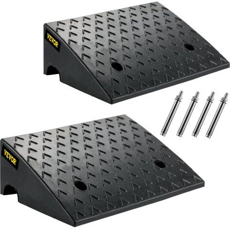 VEVOR Rubber Curb Ramp, 6" Rise Height 2 Pack, Heavy-Duty 6800 lbs/3 T Capacity Threshold Ramps, 19" L x 15" W Driveway Ramps with Stable Grid Structure for Cars, Wheelchairs, Bikes, Motorcycles