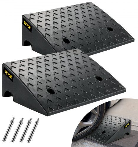 VEVOR Rubber Curb Ramp, 4.3" Rise Height 2 Pack, Heavy-Duty 6800 lbs/3 T Capacity Threshold Ramps, 19" L x 13" W Driveway Ramps with Stable Grid Structure for Cars, Wheelchairs, Bikes, Motorcycles