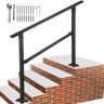 VEVOR Outdoor Stair Railing, Fits for 0-5 Steps Transitional Wrought Iron Handrail, Adjustable Exterior Stair Railing, Handrails for Concrete Steps with Installation Kit, Matte Black Outdoor Handrail