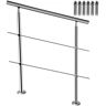 VEVOR Stainless Stair Handrail with 2 Cross Bars Hand Rails for Steps 39.4" Long 201 Stainless Steel Handrail Floor Mount Garden Handrail Easy Installation Hand Rail Outdoor for Indoor Railing