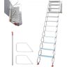 VEVOR Attic Steps Pull Down 12 Steps Attic Stairs Alloy Attic Access Ladder, White Pulldown Attic Stairs, Wall-mounted Folding Stairs for Attic, Retractable Attic Ladder with Armrests, 9.8 feet Height