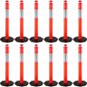 VEVOR 12Pack Traffic Delineator Posts 44 Inch Height, Channelizer Cones Post Kit 10 inch Reflective Band, Delineators Post with Rubber Base 16 inch for Construction Sites, Facility Management etc.