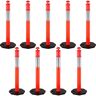 VEVOR 9Pack Traffic Delineator Posts 44 Inch Height, PE Delineator Cones Post Kit 10 inch Reflective Band, Delineators Post with Rubber Base 16 inch for Construction Sites, Facility Management etc.