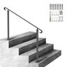 VEVOR Handrails for Outdoor Steps, Fit 3-5 Steps Outdoor Stair Railing, Wrought Iron Handrail, Flexible Front Porch Hand Rail, Black Transitional Hand railings for Concrete Steps or Wooden Stairs