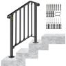 VEVOR Handrails for Outdoor Steps, Fit 2 or 3 Steps Outdoor Stair Railing, Picket#2 Wrought Iron Handrail, Flexible Porch Railing, Black Transitional Handrails for Concrete Steps or Wooden Stairs