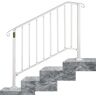 VEVOR Fit 3 or 4 Steps Outdoor Stair Railing, Handrails for Outdoor Steps, Picket#3 Wrought Iron Handrail, Flexible Porch Railing, White Transitional Handrails for Concrete Steps or Wooden Stairs