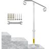 VEVOR Single Post Handrail White Wrought Iron Post Mount Step Grab Supports Fits 1 or 2 Steps Grab Rail Single Post Railing