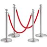 VEVOR Stanchion Post with Velvet Rope, 4-Pack Crowd Control Stanchion with 2PCS 5FT Red Velvet Ropes, Stainless Steel Queue Barrier Line Divider with Fillable Plastic Base, Ball Top for Wedding Museum