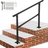 VEVOR Outdoor Stair Railing, Fits for 1-4 Steps Transitional Wrought Iron Handrail, Adjustable Exterior Stair Railing, Handrails for Concrete Steps with Installation Kit, Matte Black Outdoor Handrail