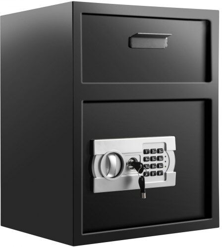 VEVOR Digital Depository Safe 1.7 Cubic Feet Made of Carbon Steel Electronic Code Lock Depository Safe with Deposit Slot with Two Emergency Keys Depository Box for Home Hotel Restaurant and Office