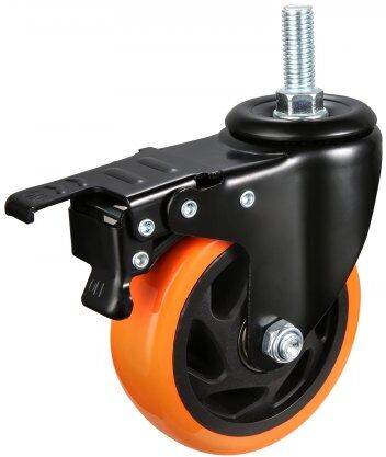 VEVOR Caster Wheels, 4 inch, Set of 4, 440 lbs Capacity, Threaded Stem Casters with Security Dual Locking A/B Brake, Heavy Duty Industrial Casters, No Noise Swivel Caster Wheels for Cart, Furniture