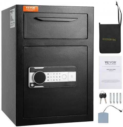 VEVOR 2.5 Cub Depository Safe, Deposit Safe with Drop Slot, Electronic Code Lock and 2 Emergency Keys, 20.27'' x 13.97'' x 13.97'' Business Drop Slot Safe for Cash, Mail in Home, Hotel, Office